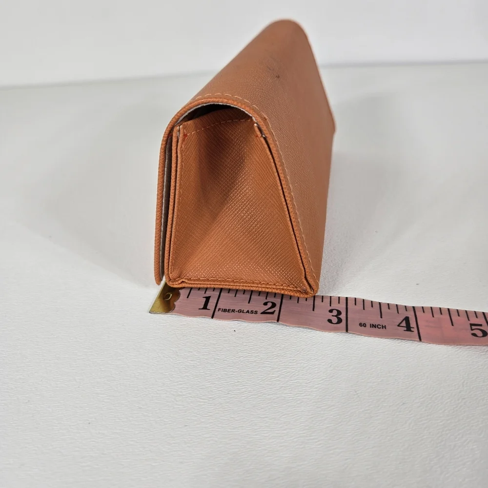 Tory‎ Burch Women's Orange Eye Glass Case EUC Designer Fashion Leather